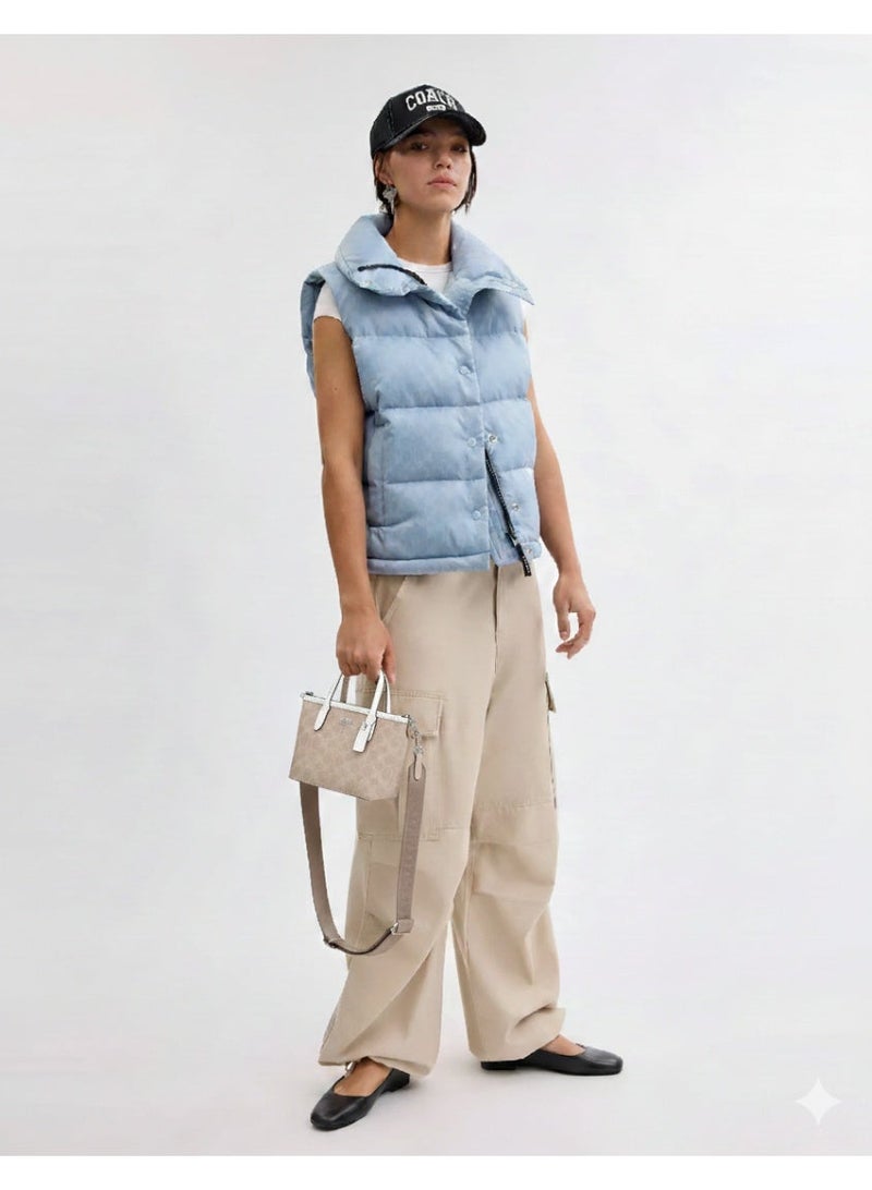 coachoutlet Coach Beige/White Leather Tote Handbag for Women – Elegant Everyday Shoulder Bag - Image 4